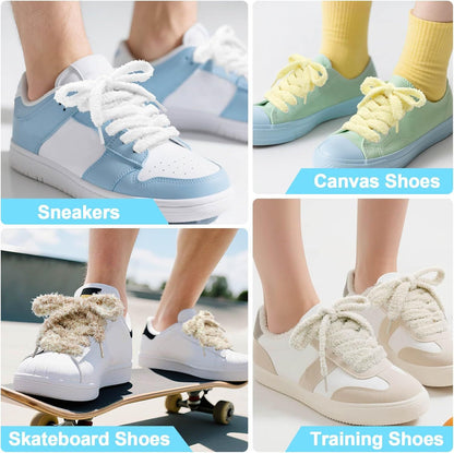 Thick uzzy Shoe Laces: Chunky Plush lat Shoelaces or Sneakers - 1 Pair