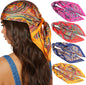 27.5” Silk Satin Square Head Scar - 4PCS Satin Head Scarves or Women Hair Kerchie Bandanas Sleeping Head Wraps