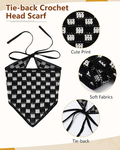 Crochet Head Scar Hair Bandanas Women Knit Bandana Headband Scar Tie-Back Head Coverings loral Headscar or Girls