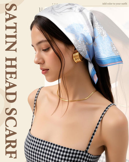 27.5” Head Scar or Women - Reversible Like Silk Scar Satin Hair Bandanas Women Headscar Head Wrap Sleep Scar Neck