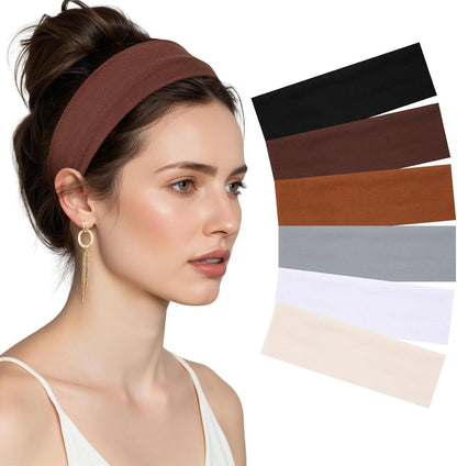 6Pcs Wide Headbands or Women Non Slip Sot Elastic Hair Bands or Women's Hair or Workout Sports