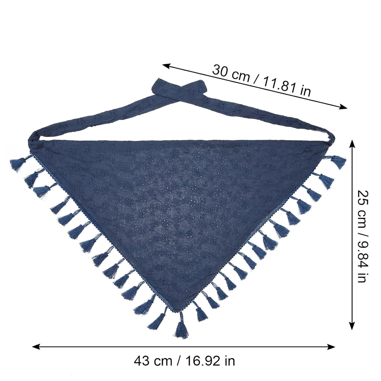 loral Tassels Hair Scar Headband - 2PCS Cotton Hair Bandana Scar With Tassels Tie Back Head Kerchie Headband or Women and Girls (Navy Blue+White)