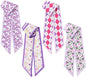 4Pcs Twilly Scar or Handbags 5.9" x 59" Silk-Like Satin Skinny Neck Scar or Purse Lightweight Headband Hair Tie