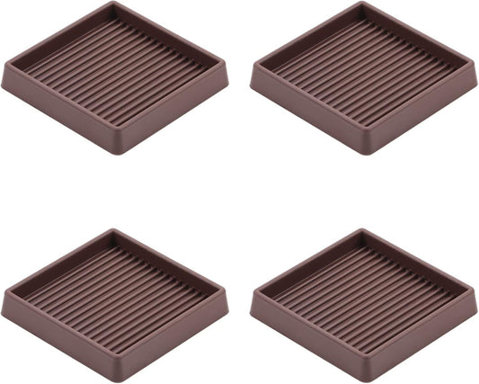3X3 Rubber Caster Cups, Non Slip urniture Pads, Anti-Slip urniture Gripper, Anti Skid urnitures eet, Anti Slide loor Protector or Bed Couch Stoppers (Brown, 4 Pack)