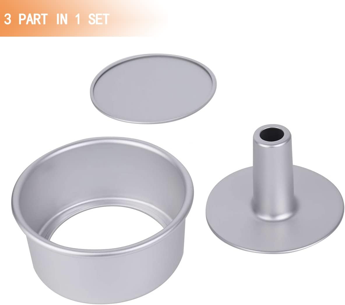 6 Inch Angel Food Cake Pan with Removable Bottom, Aluminum Round Tube Pan Chiffon Cake Mold Baking Tin