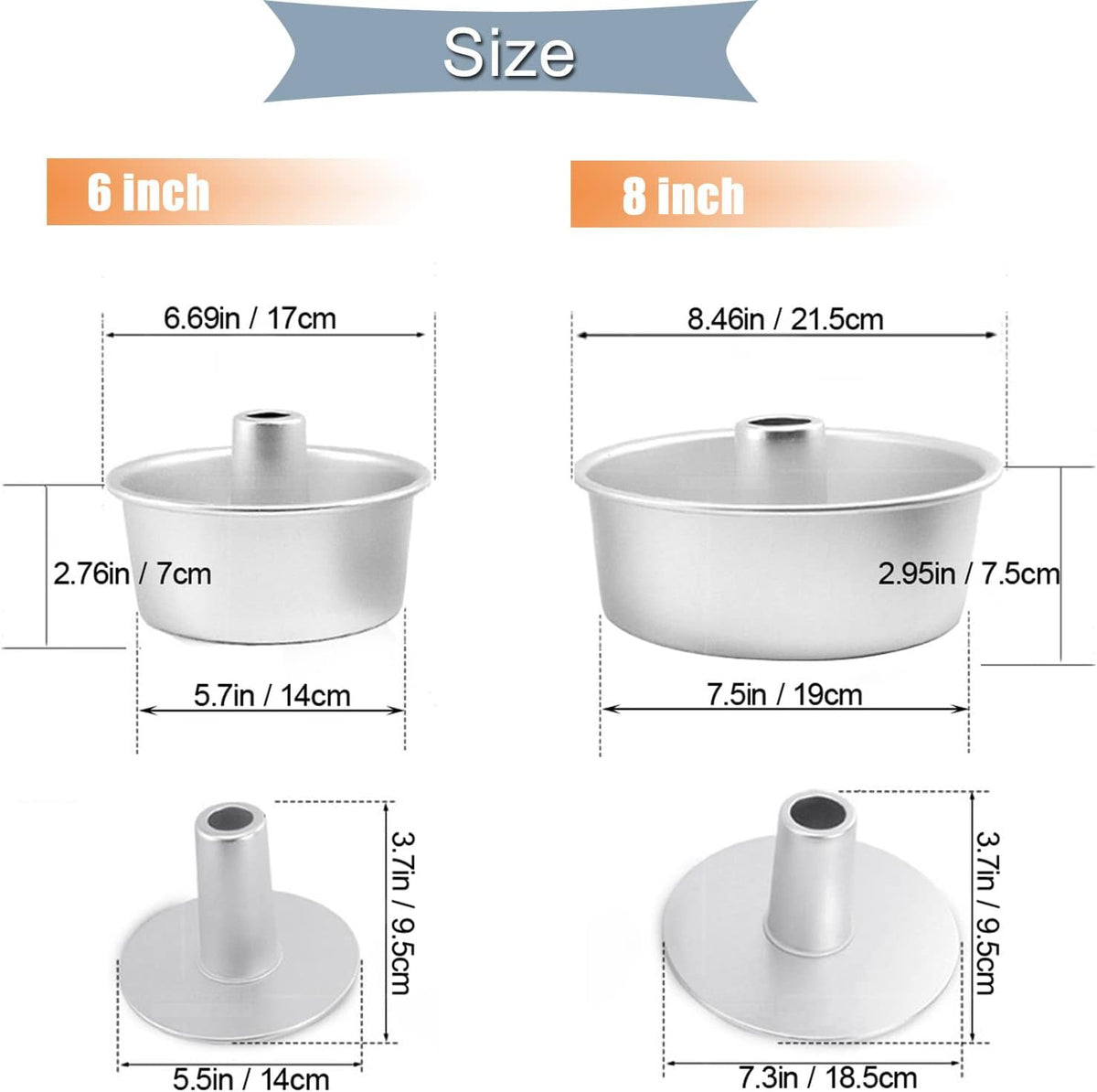 6 Inch Angel Food Cake Pan with Removable Bottom, Aluminum Round Tube Pan Chiffon Cake Mold Baking Tin
