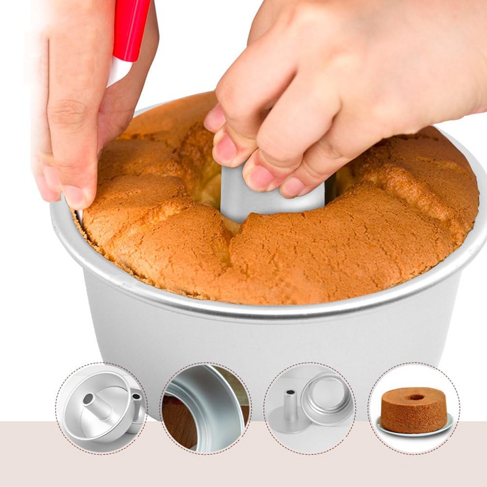 6 Inch Angel Food Cake Pan with Removable Bottom, Aluminum Round Tube Pan Chiffon Cake Mold Baking Tin