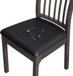 FORCHEER Waterproof PU Leather Chair Seat Covers Set of 4 Black Stretch Dining Room Chair seat Covers Kitchen Chair Seat Slipcovers 18inch Removable Washable