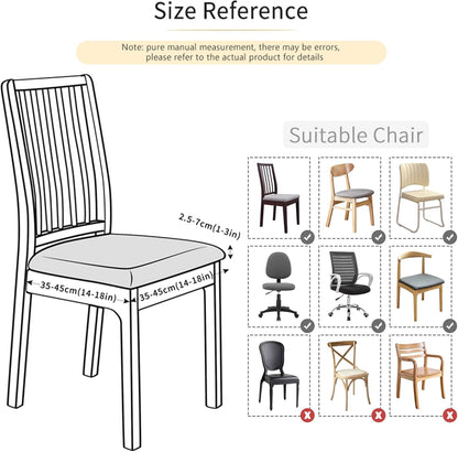 FORCHEER Waterproof PU Leather Chair Seat Covers Set of 4 Black Stretch Dining Room Chair seat Covers Kitchen Chair Seat Slipcovers 18inch Removable Washable