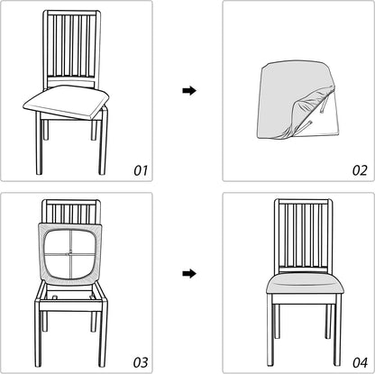 FORCHEER Waterproof PU Leather Chair Seat Covers Set of 4 Black Stretch Dining Room Chair seat Covers Kitchen Chair Seat Slipcovers 18inch Removable Washable