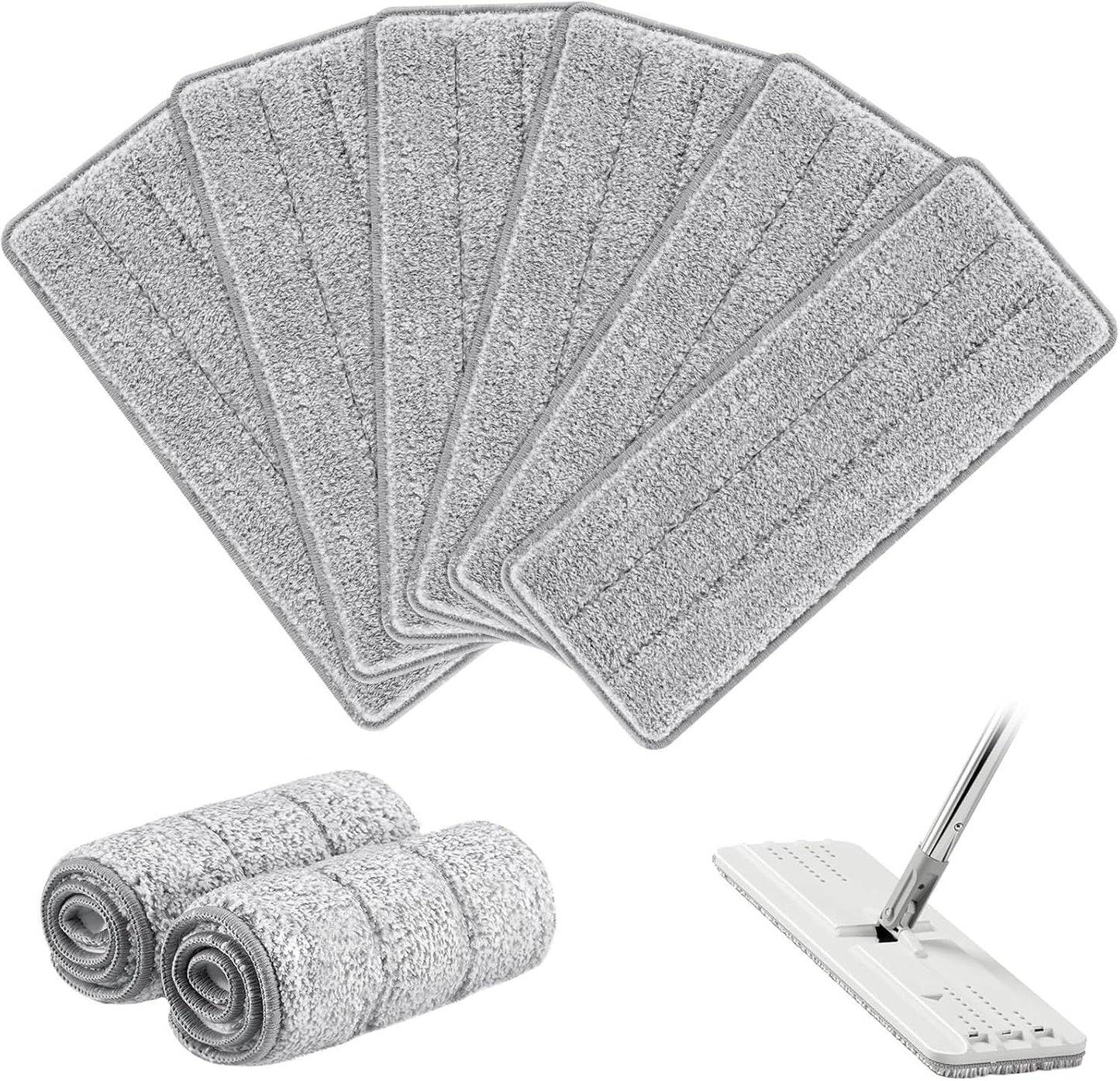 lat Mop Head Replacement Pads Compatible with Joy-MOOP Mop and Bucket Set, Reusable Washable Squeeze Microiber Mop Reills or Oshang Bosheng Mop - 13" X 4.9", Grey Only