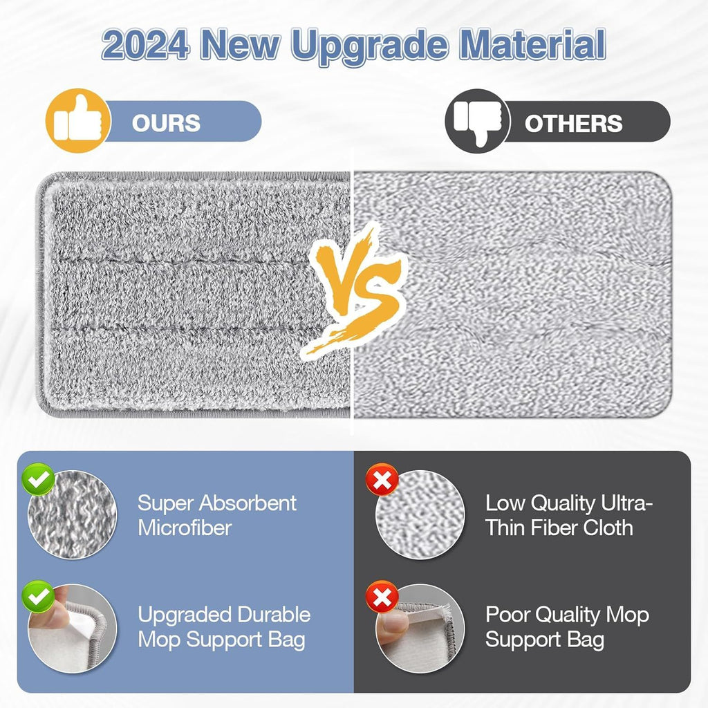 lat Mop Head Replacement Pads Compatible with Joy-MOOP Mop and Bucket Set, Reusable Washable Squeeze Microiber Mop Reills or Oshang Bosheng Mop - 13" X 4.9", Grey Only