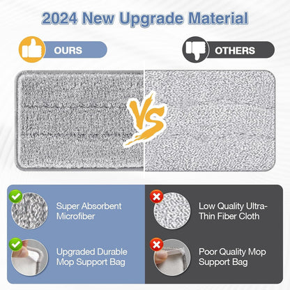 lat Mop Head Replacement Pads Compatible with Joy-MOOP Mop and Bucket Set, Reusable Washable Squeeze Microiber Mop Reills or Oshang Bosheng Mop - 13" X 4.9", Grey Only
