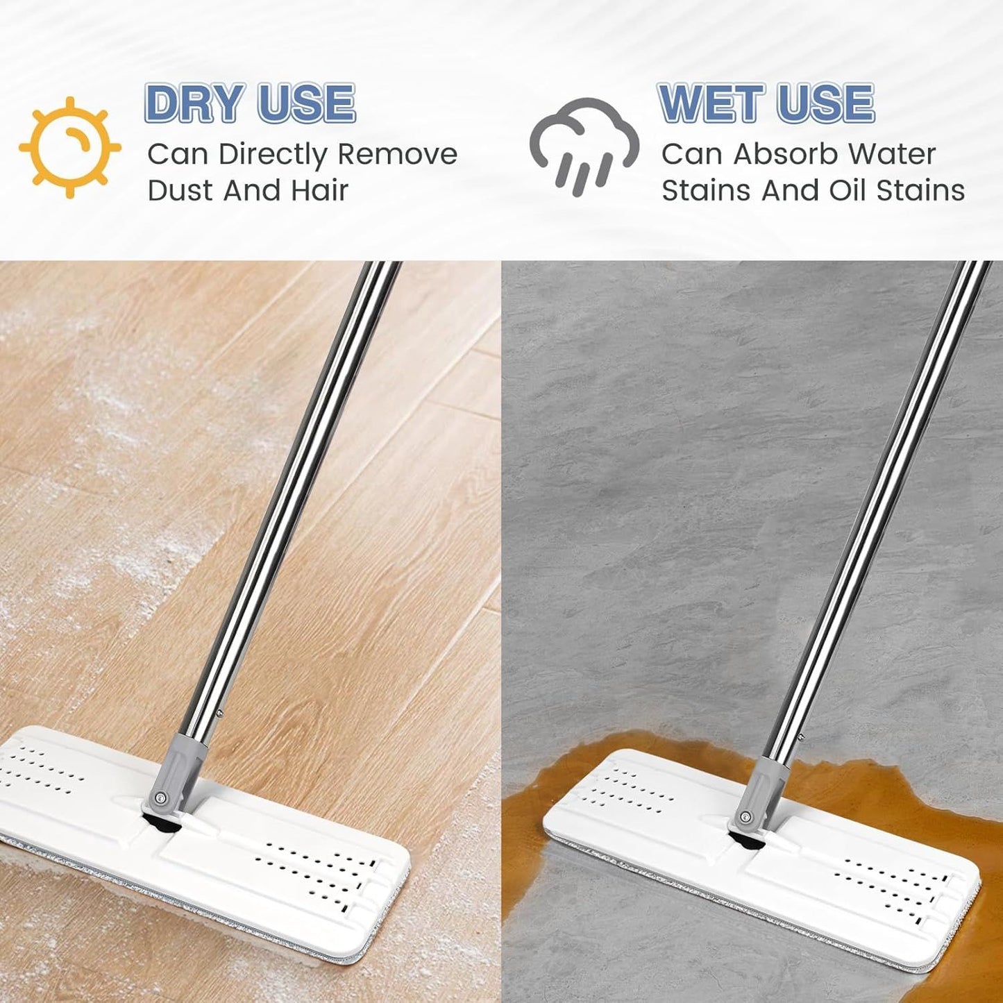 lat Mop Head Replacement Pads Compatible with Joy-MOOP Mop and Bucket Set, Reusable Washable Squeeze Microiber Mop Reills or Oshang Bosheng Mop - 13" X 4.9", Grey Only