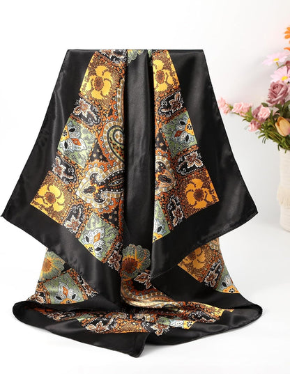35" Large Silk Hair Scar or Women - 4Pcs Satin Head Scar Square Hair Bandanas loral Wild Rag Sleeping Head Wraps