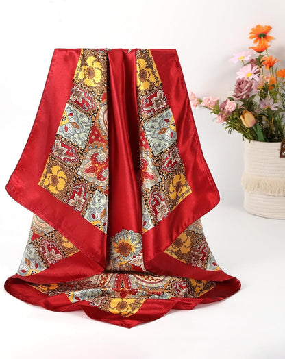 35" Large Silk Hair Scar or Women - 4Pcs Satin Head Scar Square Hair Bandanas loral Wild Rag Sleeping Head Wraps
