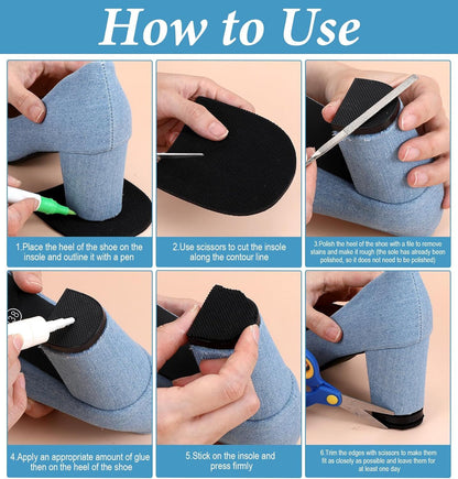 4PCS Shoe Repair Kit Heel, 3.8 * 3.4 Inch Shoe Heel Repair for Boots Suitable for Men Women Boot Shoes (Black)