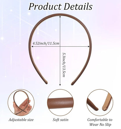 4Pcs Skinny Leather Headbands for Women, Skinny Headbands for Women Non Slip Suitable for Casual Office and Stylish Daily Wear