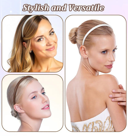 4Pcs Skinny Leather Headbands for Women, Skinny Headbands for Women Non Slip Suitable for Casual Office and Stylish Daily Wear