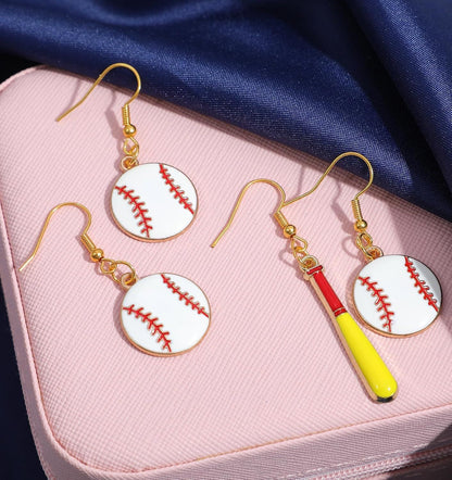 Baseball Earrings, Dangle Baseball Earrings for Women, Sports Jewelry Softball Player Gift (White, Yellow and Red)