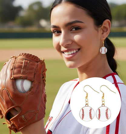 Baseball Earrings, Dangle Baseball Earrings for Women, Sports Jewelry Softball Player Gift (White, Yellow and Red)
