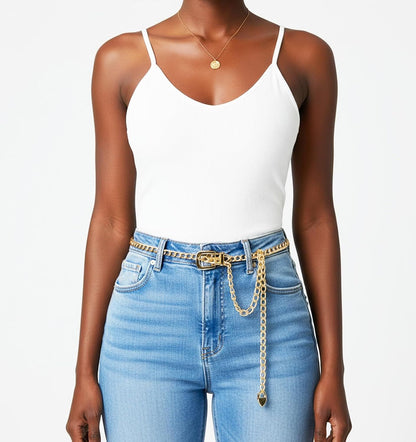 Gold Belt Chain, Adjustable Gold Chain Belts For Women, Stylish Accessory for Jeans Dresses Body Waist Decoration (41.7 Inch/106 cm Long)