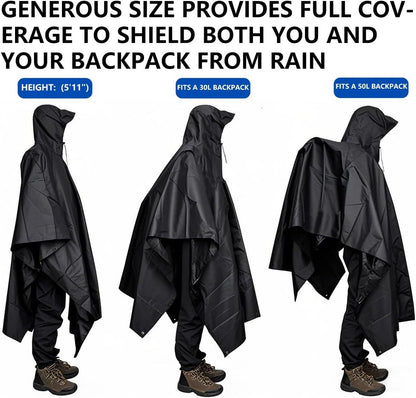 Waterproof Lightweigh Hooded Rain Poncho Raincoat Jacket for Men Women Rain Coat with Pocket Adult Outdoor Hiking