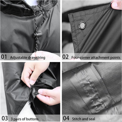 Waterproof Lightweigh Hooded Rain Poncho Raincoat Jacket for Men Women Rain Coat with Pocket Adult Outdoor Hiking