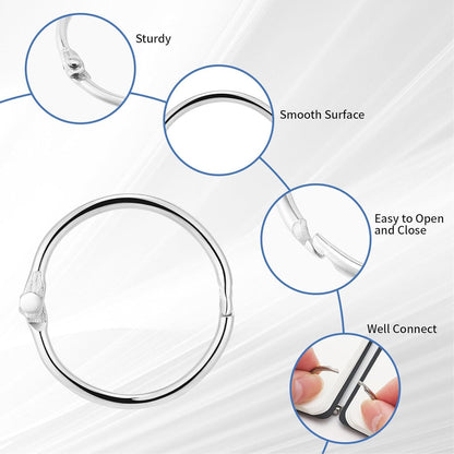 Loose Leaf Binder Rings 1Inch(12 Pack) Office Metal Book Ring,Nickel Plated Steel Key Rings for School Home or Office,Sliver