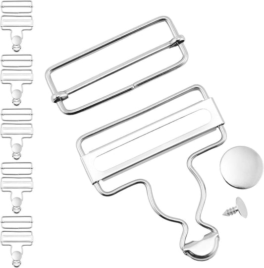 6 Sets Metal Overalls Buckles,Metal Suspender Buckle Overall Clips with Adjustable Tri Glide Slide Buckle Buttons