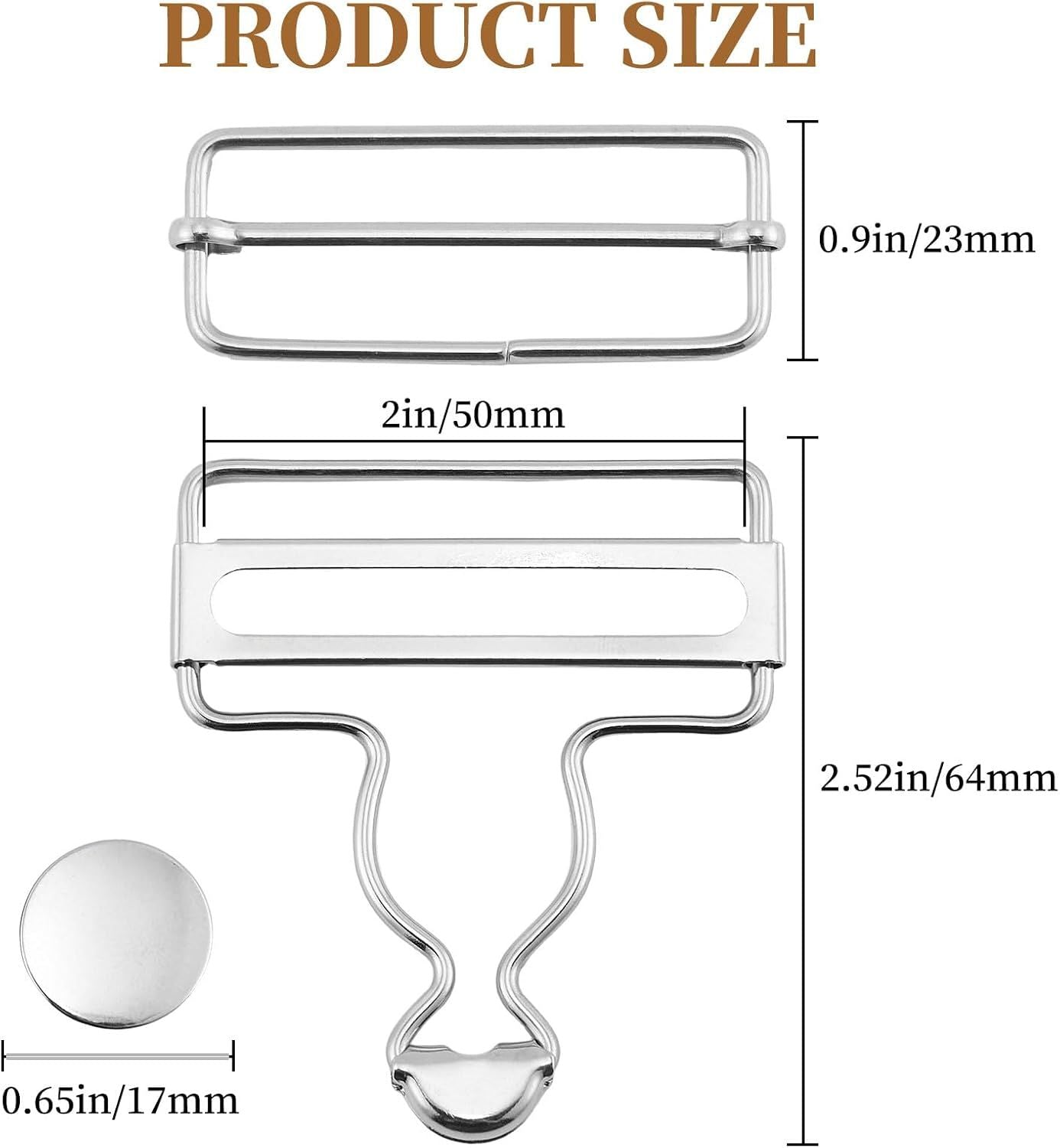 6 Sets Metal Overalls Buckles,Metal Suspender Buckle Overall Clips with Adjustable Tri Glide Slide Buckle Buttons