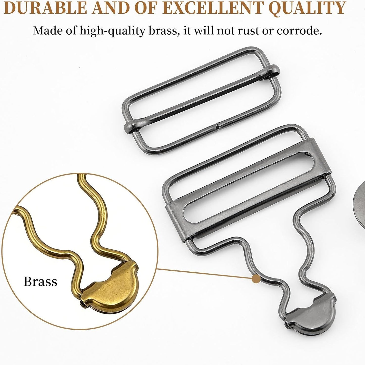 6 Sets Metal Overalls Buckles,Metal Suspender Buckle Overall Clips with Adjustable Tri Glide Slide Buckle Buttons