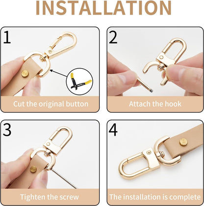 4pcs Detachable Snap Hook Swivel Clasp with Screw Bag Purse Strap Hardware Replacement,Gunmetal1