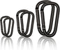 Black Carabiner Clip, Includes Mini 2 Inch Carbineers, Small 2.3" D Ring Clip, Large 3 Inch Carabiner Heavy Duty, Aluminum Caribiner Keychain Hook for Backpack Hiking Camping