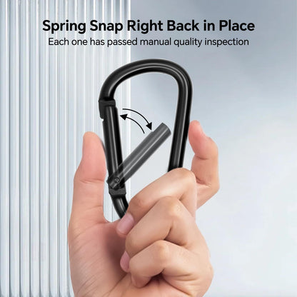 Black Carabiner Clip, Includes Mini 2 Inch Carbineers, Small 2.3" D Ring Clip, Large 3 Inch Carabiner Heavy Duty, Aluminum Caribiner Keychain Hook for Backpack Hiking Camping