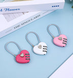Pink Locker Lock, 3Pcs Heart Shaped Lock, Heart Locks for Suitcase & Locker (3 Colors)