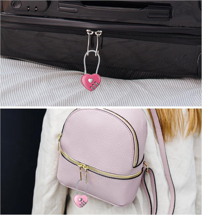 Pink Locker Lock, 3Pcs Heart Shaped Lock, Heart Locks for Suitcase & Locker (3 Colors)