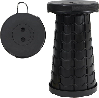 Portable Telescoping Foldable Stool - Lightweight, Outdoor Essential for Camping, Picnicking, Park Leisure, Fishing, Hiking & BBQ (Black)
