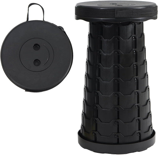 Portable Telescoping Foldable Stool - Lightweight, Outdoor Essential for Camping, Picnicking, Park Leisure, Fishing, Hiking & BBQ (Black)