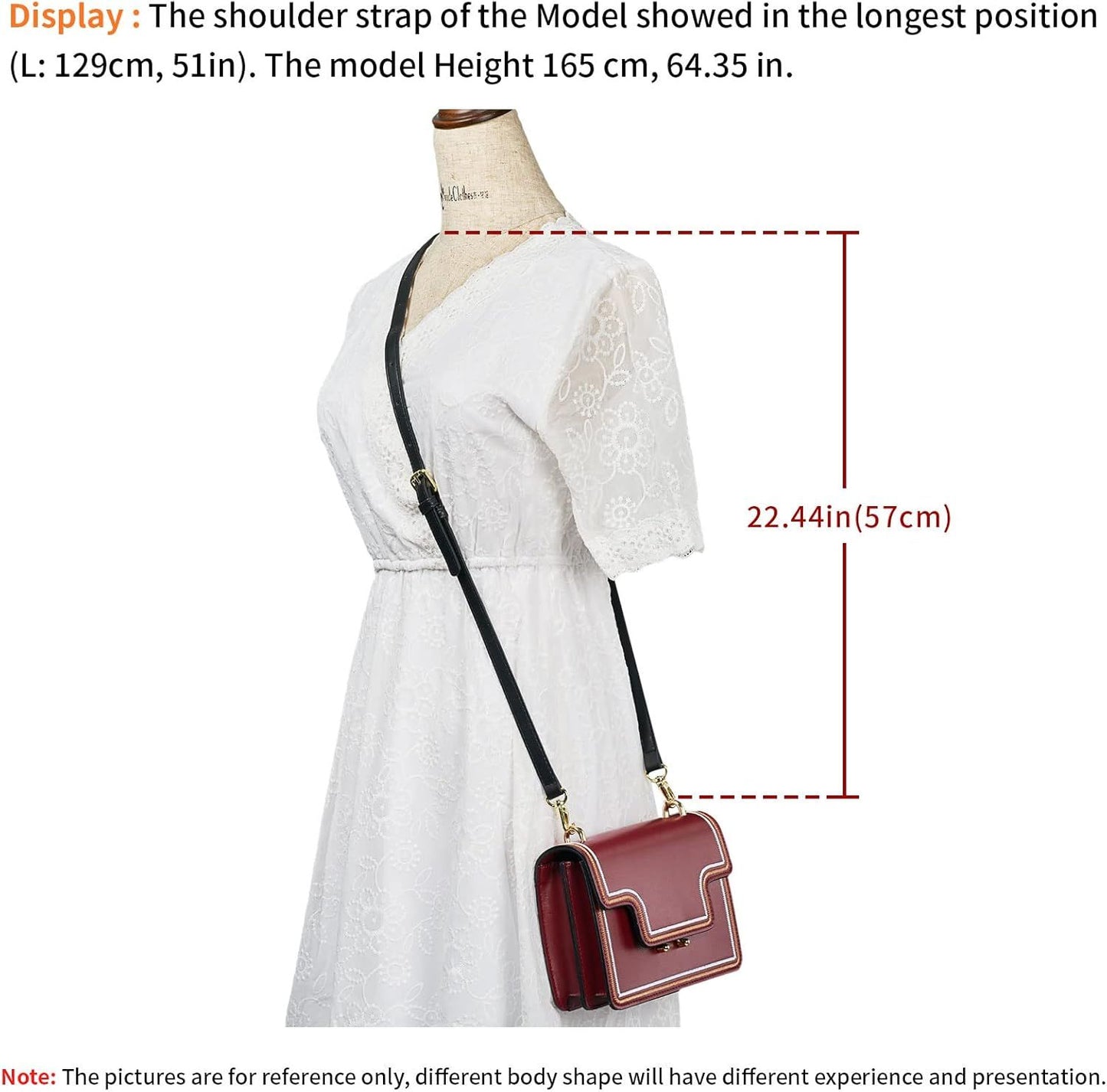 Leather Adjustable Replacement Strap Shoulder Bag Cross Body Bag Purse Handbag For Women, 43-51 Inch