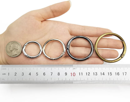 15pcs Trigger Spring O Rings Round,Metal Keychain Ring Round Carabiner Clips for Keyrings Buckle, Bags,Purses