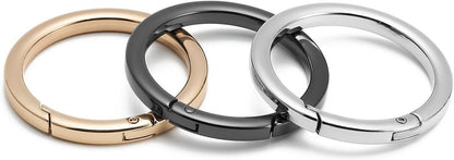 4pcs Flat Trigger Spring O Rings,Metal Keychain Ring Round Carabiner Clips for Keyrings Buckle, Bags,Purses,Purses