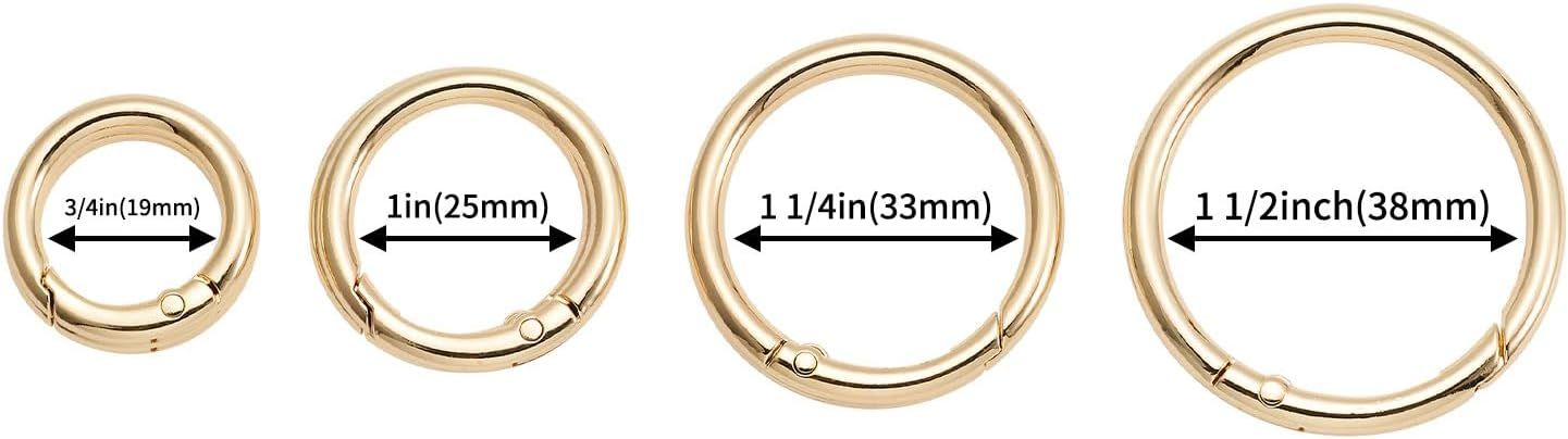 12Pcs Metal Spring O Rings Clip Keychain, Round Carabiner Clips Keyrings Snap Hook Buckle for Bags,Purses
