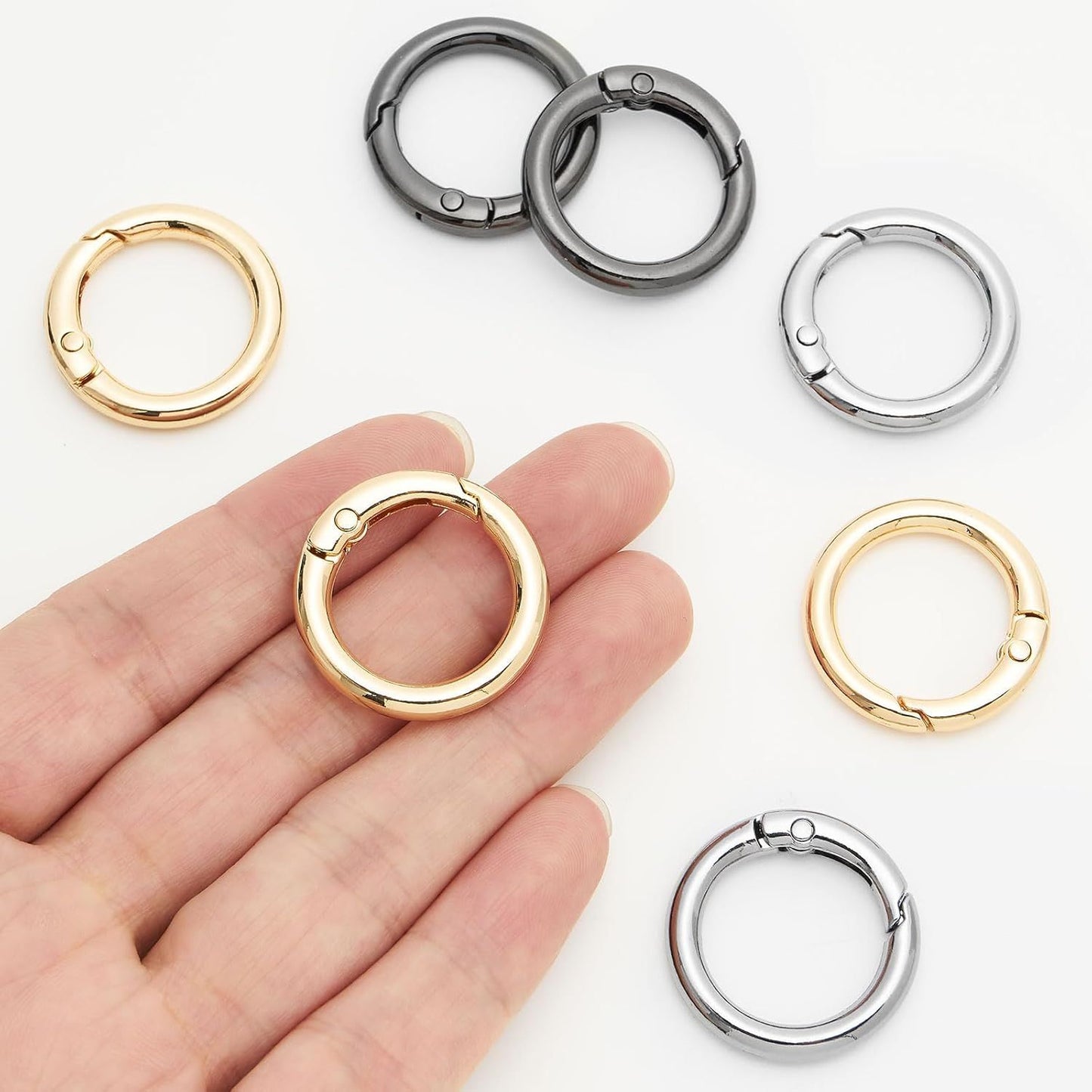 12Pcs Metal Spring O Rings Clip Keychain, Round Carabiner Clips Keyrings Snap Hook Buckle for Bags,Purses