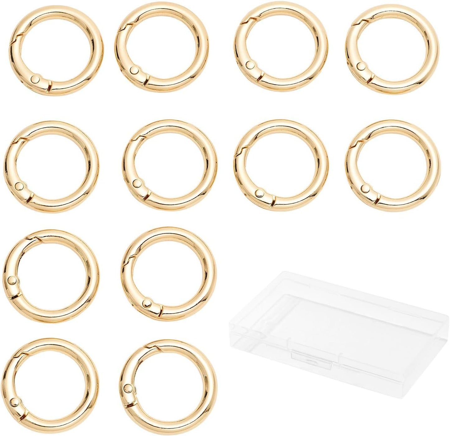12Pcs Metal Spring O Rings Clip Keychain, Round Carabiner Clips Keyrings Snap Hook Buckle for Bags,Purses