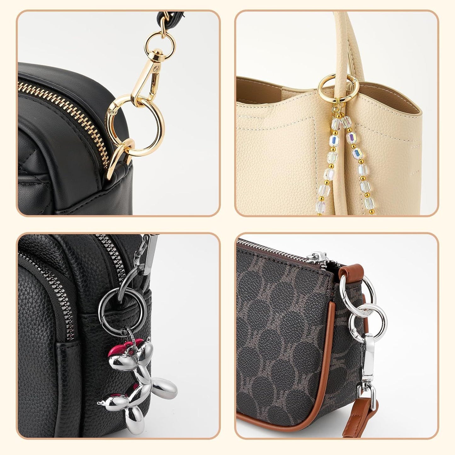 12Pcs Metal Spring O Rings Clip Keychain, Round Carabiner Clips Keyrings Snap Hook Buckle for Bags,Purses