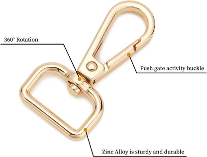 9 Pcs D Ring Swivel Lobster Claw Clasp Push Gate Snap Hooks Trigger Clips for DIY Crafts Keychain Purse Handbag Making,3/4 Inch Glod