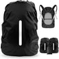 2 Pack Waterproof Rain Cover for Backpack, Reflective Rainproof Protector for Anti-Dust and Anti-Theft,M Size (for 30L-40L Backpack), 2 Pcs Black