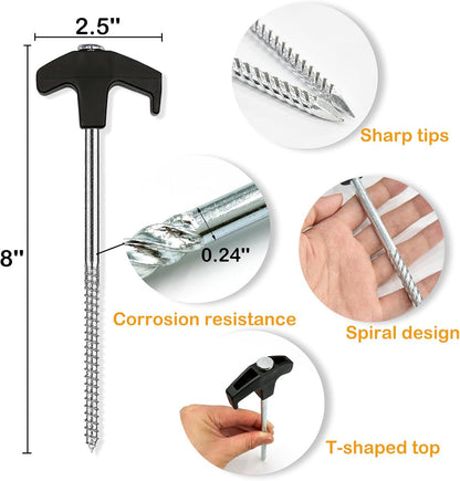 20 Pack Tent Stakes Heavy Duty, 8 Inch Tent Stakes Tent Pegs Camping Non-Rust Ground Stakes for Camping Patio, Garden, Canopies, Grassland, Outdoor (Black)