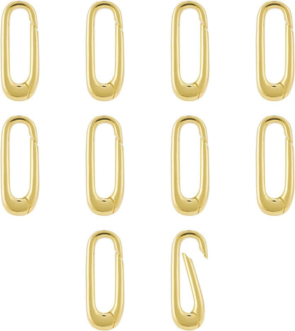 10pcs Oval Clasp Carabiner,Jewelry Necklace Connector for Extend or Repair,Gold-17.9mm